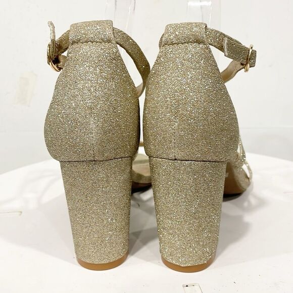 Dream Pairs Madison Womens Sz 9 Gold Glitter‎ Strappy 3" Block Heels - Picture 4 of 10